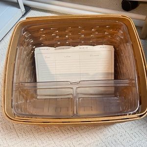 Longaberger card keeper basket with lid, insert and monthly cards